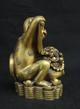 招财进宝猴子纯铜猴摆件聚宝盆猴招财猴吉祥摆设家居装饰风水铜器