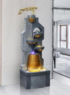 欧式流水喷泉客厅加湿器玄关落地摆件室内轻奢循环水景观装饰鱼缸