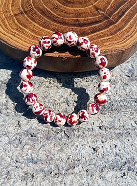 2025新款手工鸡血石时尚串珠Temu希音跨境珠宝礼物批发手链