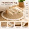 Nordic study floor-to-ceiling window round carpet cotton and linen woven tassel rope floor mat B&B tea table tea seat decorative cushion