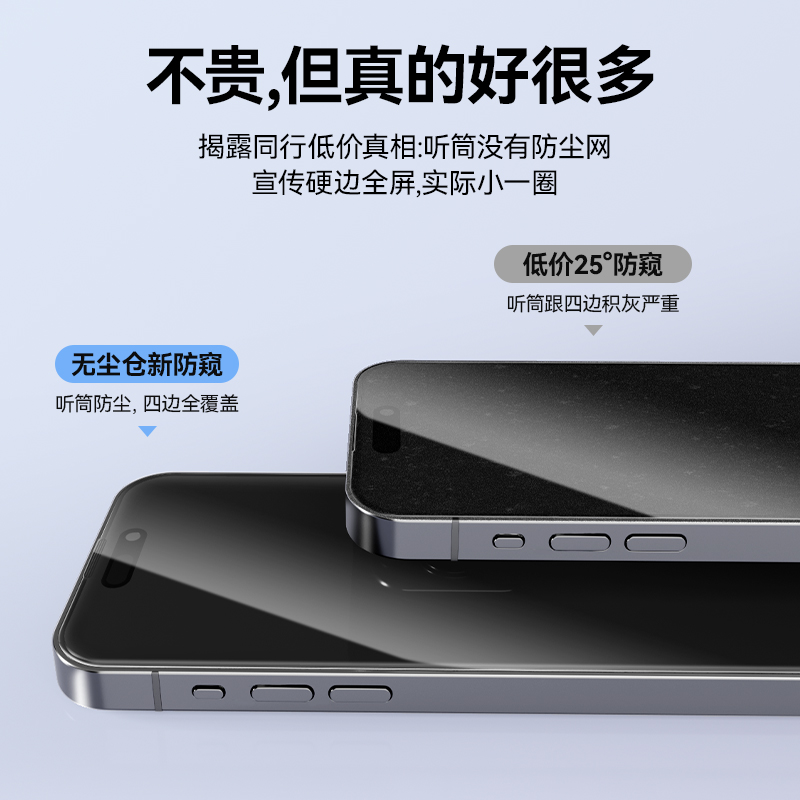 【傻瓜式贴膜】无尘仓防窥膜适用iPhone15/14Promax钢化膜13苹果15Pro14plus贴膜神器新款全屏覆盖秒贴手机膜 - 图2