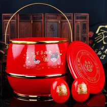 Wedding Celebration Supplies Great Full Suit Bridal Toilet Pail casks with red female party accompanied by large wooden children and grandchildren