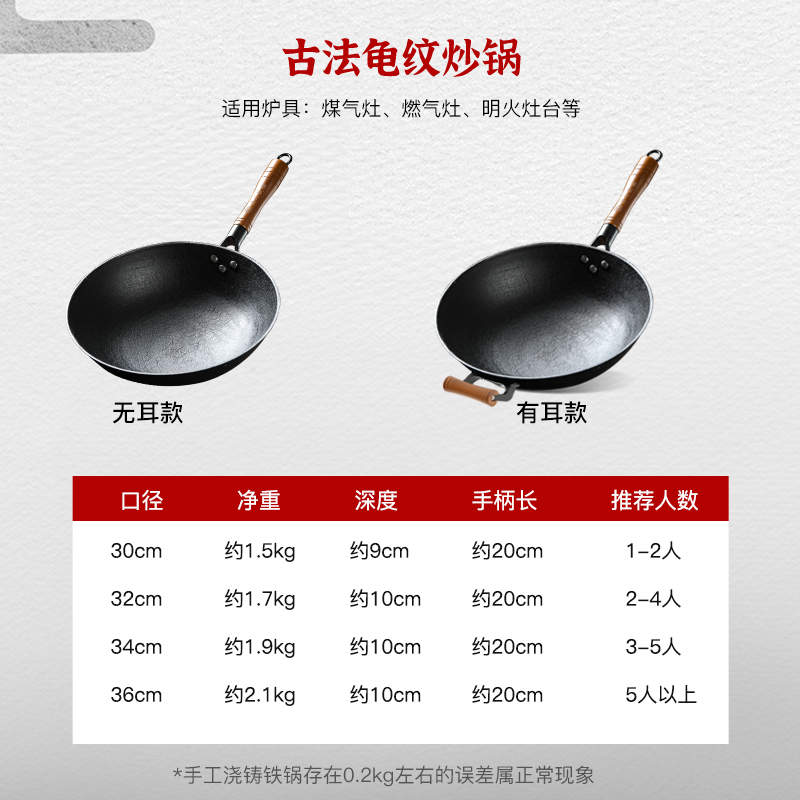 正品陆川龟纹铁锅老式手工生铁铸铁家用炒菜锅无涂层不粘锅已开锅