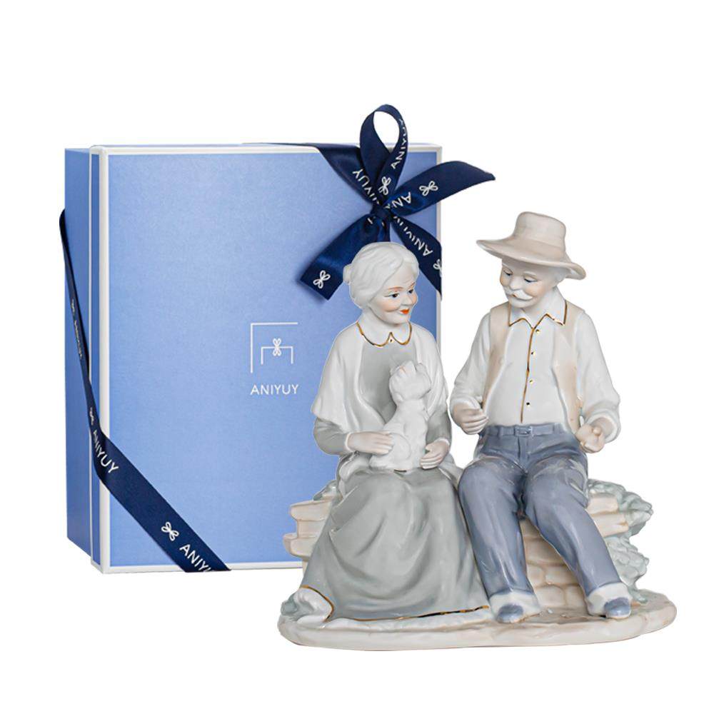 愿一EMY礼物】长相守 长老人念金婚银婚情 陶瓷雕塑 辈送父母纪日