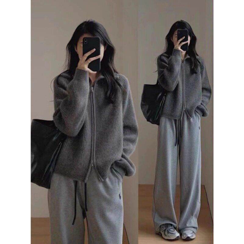 蓝色毛衣外套女2025夏季穿搭美拉蓝针织开衫宽松显瘦外穿翻领上衣,淘宝优惠券,粉丝福利购,淘宝优惠卷