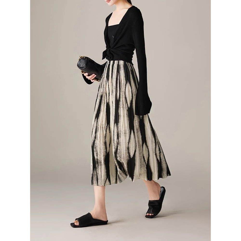 法国Rixo Rane 巨舒适⭐法式不规则印花三宅压褶微A百褶半身裙女,淘宝优惠券,粉丝福利购,淘宝优惠卷