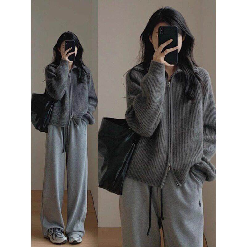 蓝色毛衣外套女2025夏季穿搭美拉蓝针织开衫宽松显瘦外穿翻领上衣,淘宝优惠券,粉丝福利购,淘宝优惠卷