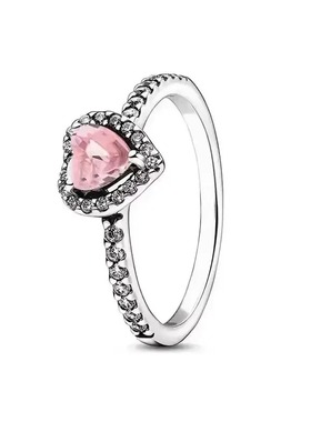 [新品]S925纯银无限爱心戒指pavé密镶粉色心形七夕礼物
