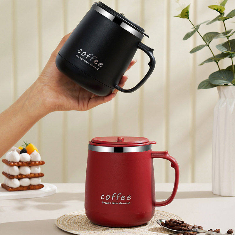 304双层不锈钢马克杯 公室防摔带盖水杯简约女家用牛奶咖啡杯,淘宝优惠券,粉丝福利购,淘宝优惠卷