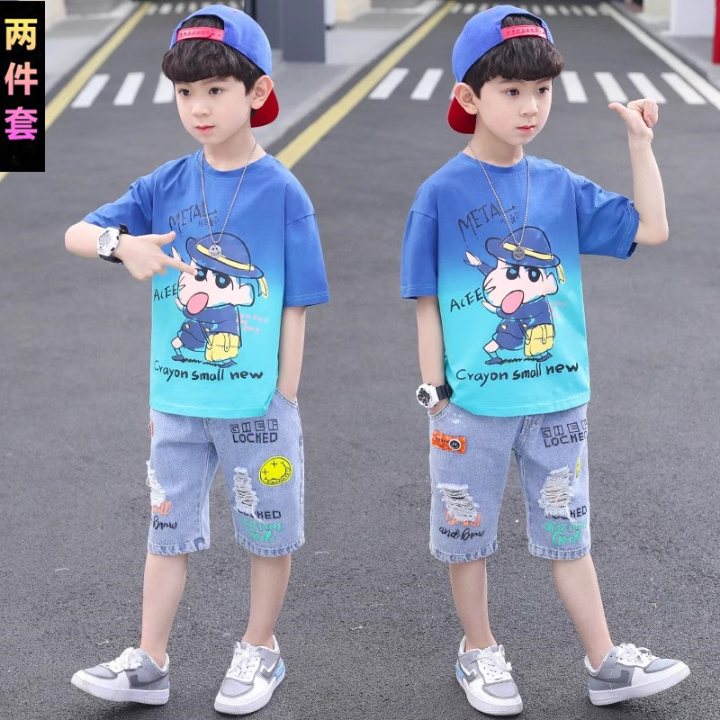 李­宁风潮联名儿童男童运动套装2025夏季中大童帅气男孩短袖衣服 - 图0