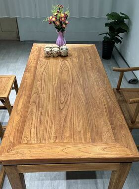 榆木酒店餐厅实木桌椅组合简约现代实木餐桌茶桌客厅源头厂家批发