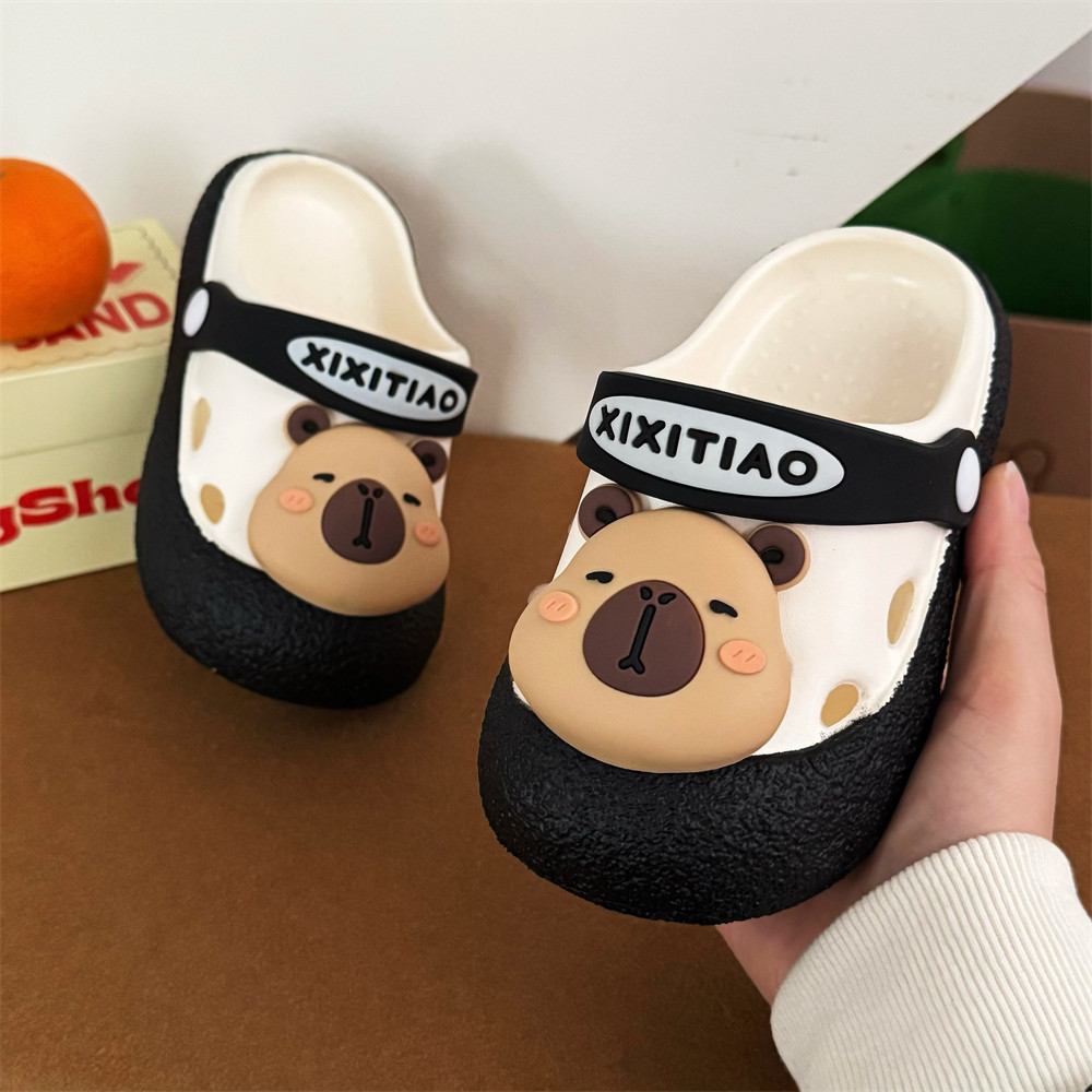 细细条 呆萌卡皮巴拉儿童拼色凉鞋夏包头防滑男童女童可爱洞洞鞋,淘宝优惠券,粉丝福利购,淘宝优惠卷
