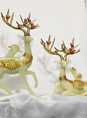 现代轻奢梅花鹿摆件乔迁新居