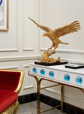 法式全铜雄鹰摆件大鹏展翅大展宏图欧式复古奢华别墅书房装饰品