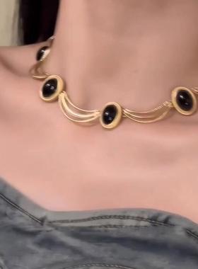 中古饰品法式宫廷项链女宫廷风复古轻奢小众锁骨链高级感项链套装