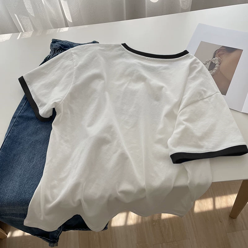 Белая хлопковая футболка Design с коротким рукавом, плюс размер, тренд сезона