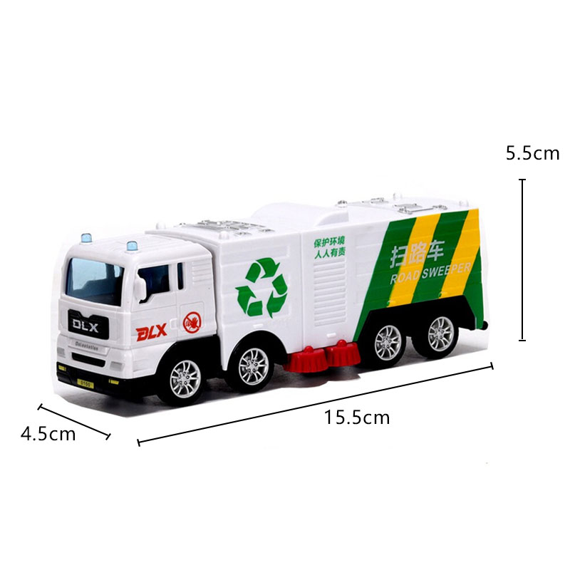 德立信城市环卫车玩具垃圾车洒水清扫车仿真模型工程车套装拖车男