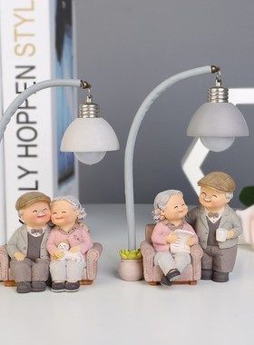 创意生日礼物老人老头老太太家居装饰品小摆件爷爷奶奶白头偕老