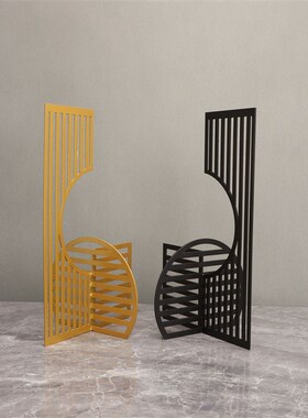 新中式金属屏风样板房售楼部卧室书房客厅餐厅电视柜桌面玄关摆件