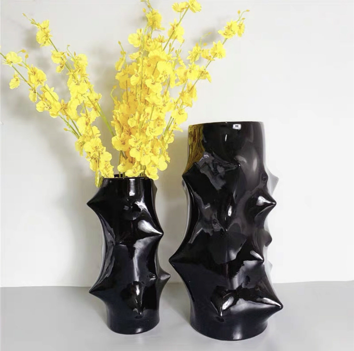 意式简约创意黑白树脂花瓶干花花器现代售楼中心样板房间软装饰品,淘宝优惠券,粉丝福利购,淘宝优惠卷