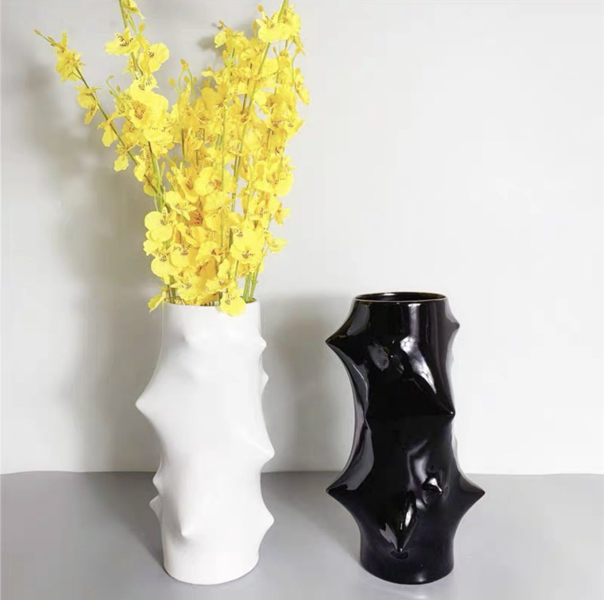 意式简约创意黑白树脂花瓶干花花器现代售楼中心样板房间软装饰品,淘宝优惠券,粉丝福利购,淘宝优惠卷