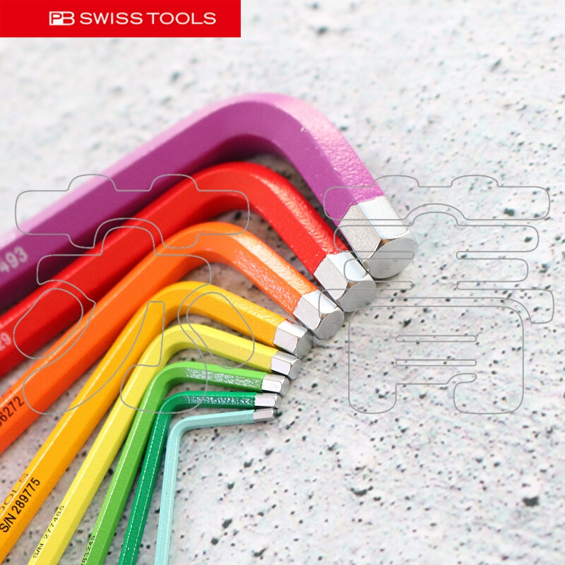 瑞士原装PB SWISS TOOLS彩色平头内六角扳手 彩虹 PB 210 RB 系列 - 图2