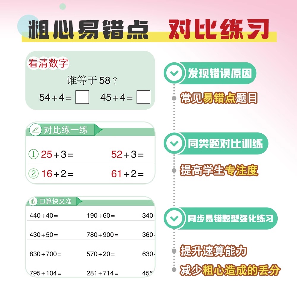 2024新版小橙同学口算不粗心一年级二年级三年级四年级上册下册数学口算题卡口算大通关竖式计算心算速算专项强化训练口算天天练