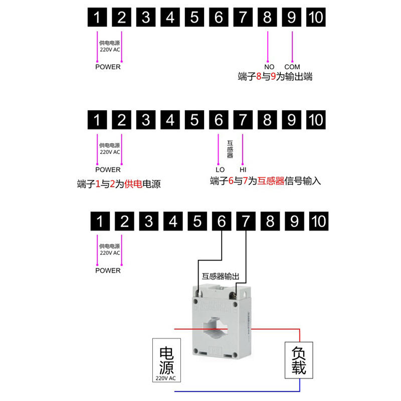 f013穿孔单相交流数显表限电流控制器上下限延时报警智能复位220v - 图2