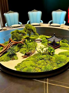 中式圆桌转盘中心装饰景观摆花