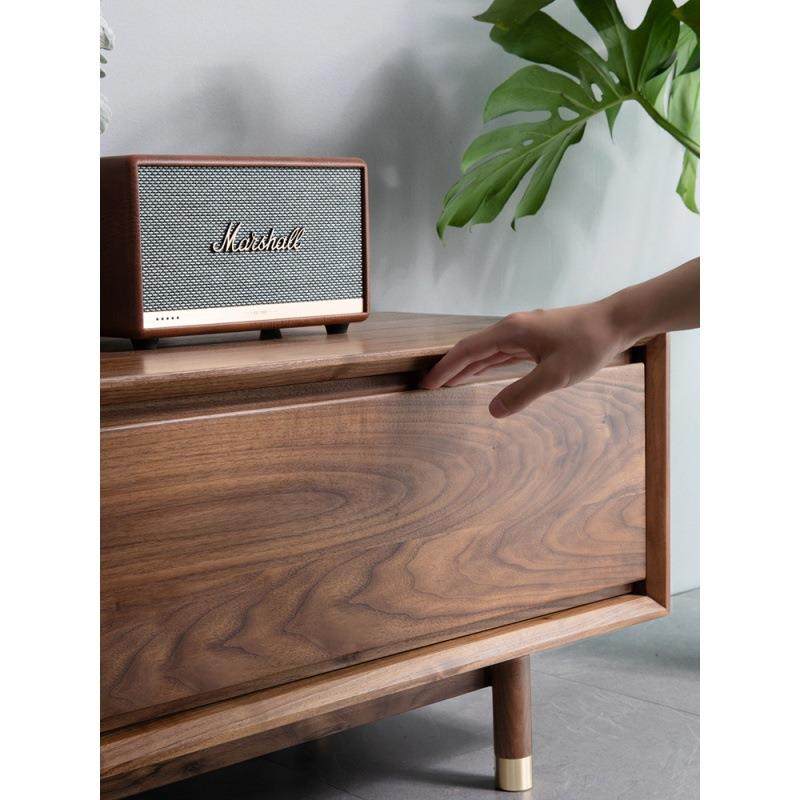 现代简约北美黑胡桃木玻璃电视柜实木试听柜客厅家具新款茶几组合,淘宝优惠券,粉丝福利购,淘宝优惠卷