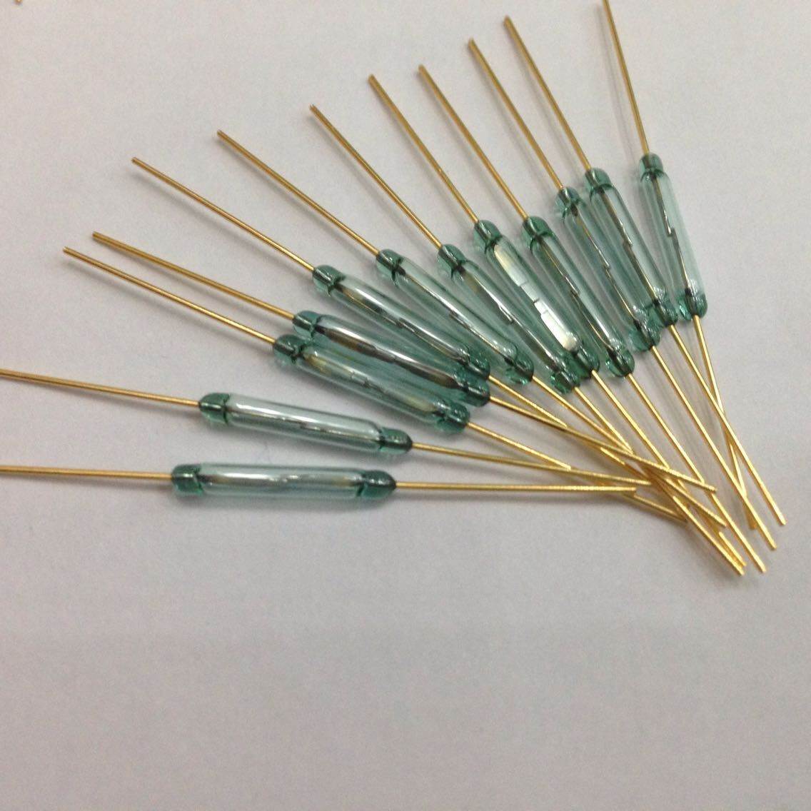 MKA14103 干簧管 磁控开关镀金玻封尺寸2*14MM常开型磁控开关塑封 - 图1