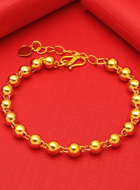 金店款珠珠手链越南沙金女款光面实心圆珠一光一沙货源批发珠子