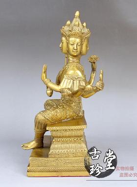 纯铜泰国四面佛摆件 大小号大梵天王铜像 家居玄关工艺品摆饰