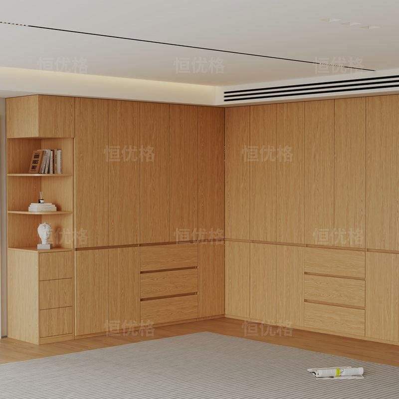 橡木全实木大衣柜转角柜衣帽间家用卧H室主卧隔墙分段式四六门柜,淘宝优惠券,粉丝福利购,淘宝优惠卷