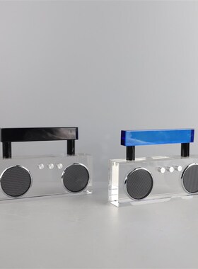 现代简约复古收音机m水晶摆饰办公室客厅书房电视柜茶几家居装饰