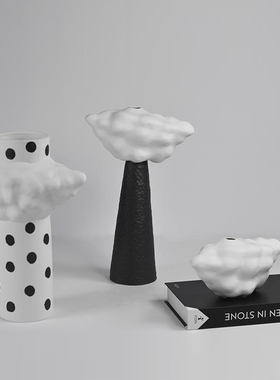 现代简约北欧云朵陶n瓷插花器摆件样板房家居酒店客厅创意花瓶装