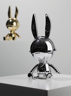 现代简约太空兔子摆件酒店大x堂会展厅样板间客厅创意卡通雕塑装