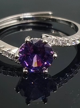 莫桑石钻款经典六爪一克拉扭壁戒指女高端大气活口戒情侣指环