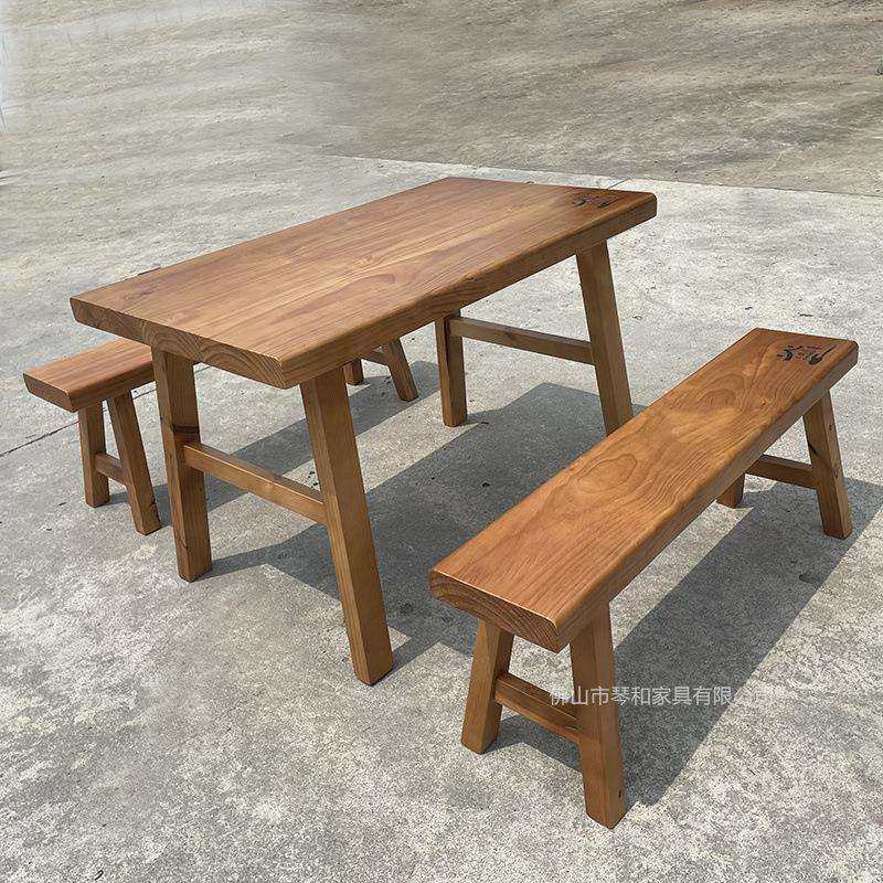 实木新中式面馆快餐饭店八仙桌凳长方形四方桌木屋烧烤桌椅商用,淘宝优惠券,粉丝福利购,淘宝优惠卷