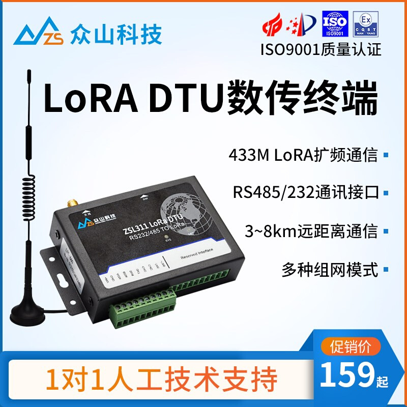 lora dtu模块 rs485 232串口转433MHz 数传电台 点对点sx1278扩频 - 图0