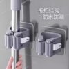Punch-free mop clip bathroom storage artifact wall-mounted clamp bathroom mop hook accessories toilet brush placement