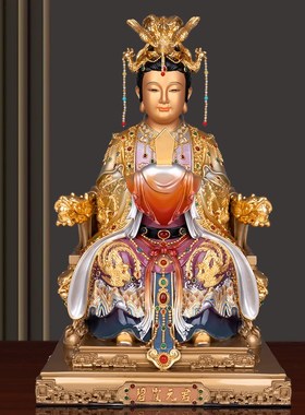 现货速发碧霞元君奶奶神像纯铜贴金家用供奉圣母娘娘神像客厅摆件
