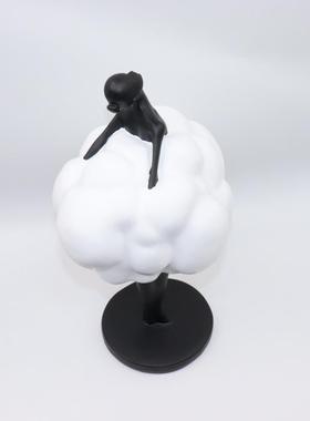 北创意云朵女孩人物雕塑树脂摆件关客厅1216酒柜玄样板装间家居欧