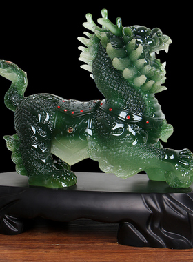 精选大号招财麒麟摆件一对客厅桌面聚财旺财乔迁家居装饰开业工艺