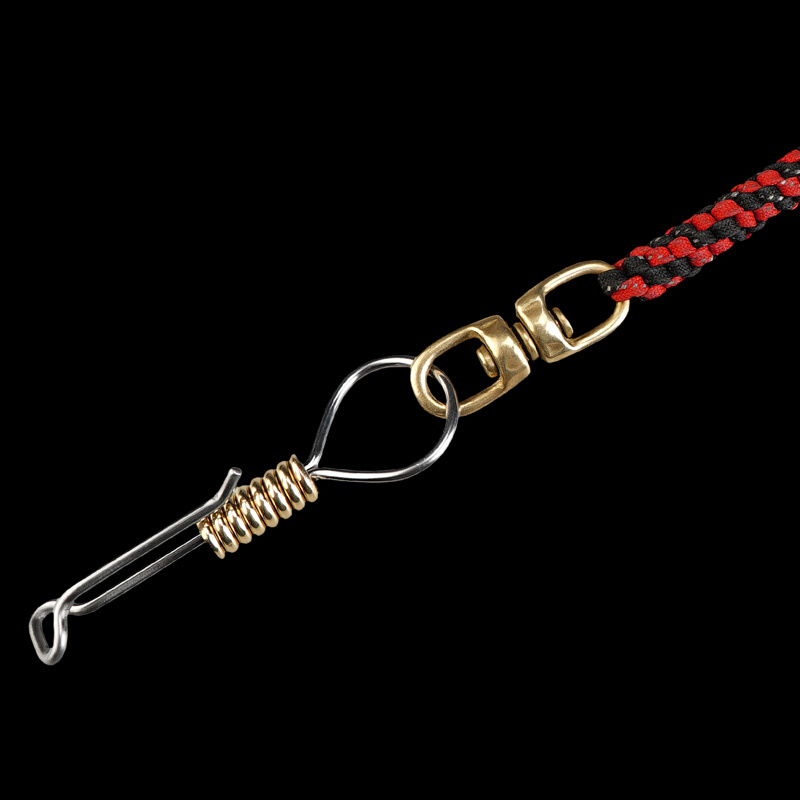 CooYoo酷友 Parp 5 黄铜骷髅个性挂绳 S9创意钥匙链 伞绳手工编织 - 图1