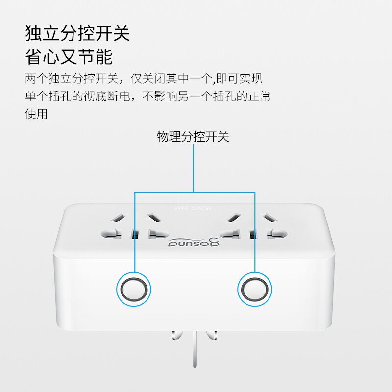 米家智能插座转换器一转二三分控排插wifi小爱手机远程控制 - 图1