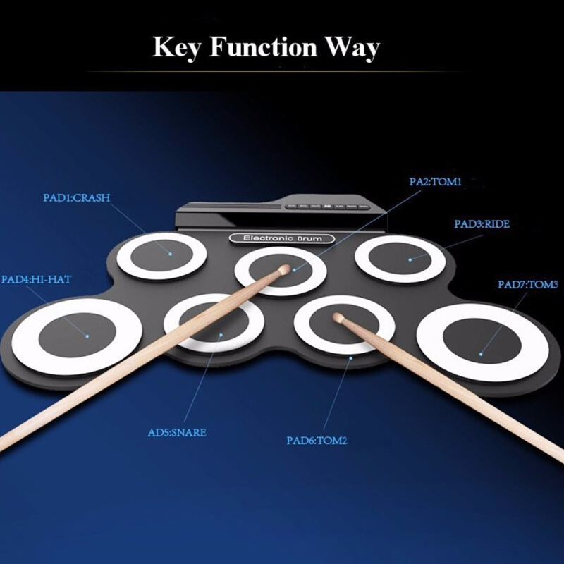 iWord诺艾 手卷USB电子鼓便携式架子鼓练习鼓折叠硅胶电鼓爵士鼓 - 图2