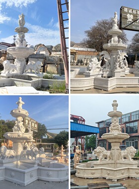 石雕喷泉狮子喷泉流水喷泉户外大型花园广场石雕景观雕塑摆件