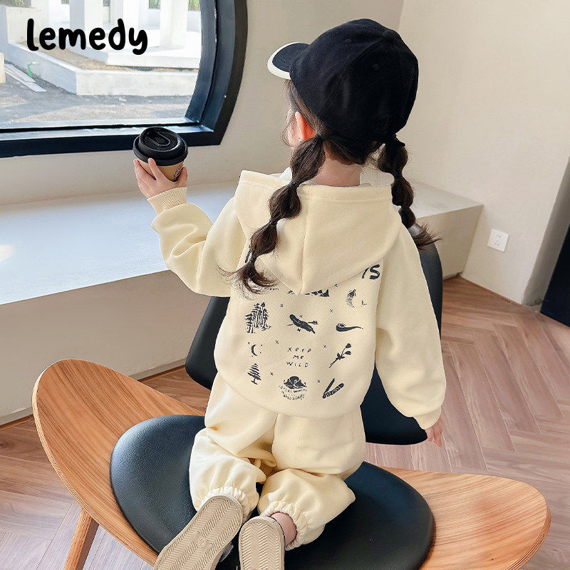 韩国Lemedy女童运动套装秋冬季2026新款儿童秋装女宝宝加绒两件套,淘宝优惠券,粉丝福利购,淘宝优惠卷