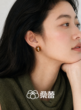 桑蕾咖啡豆耳钉女时尚小众设计个性百搭气质925银针2026年新品